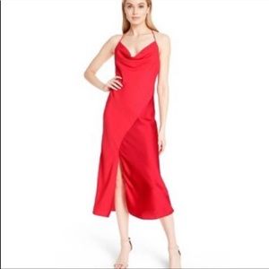 Gorgeous Cushnie red satin halter midi slip dress. Size 2, new with tags!